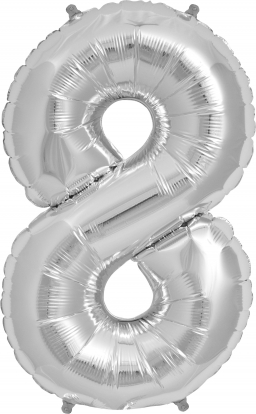 Follija balons "8", sudraba (85cm)