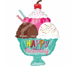 Folija balons "Saldējums -  Happy Birthday" (38 x 58 cm)