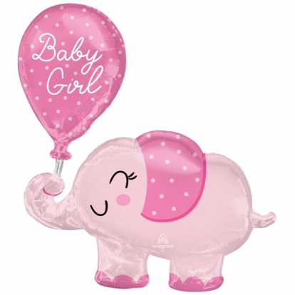 Formīgs folija balons "Zilonis - Baby girl" (73x78 cm)