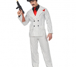Gangstera uzvalks, balts svītrains (M)