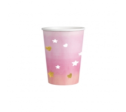 Glāzītes "Zvaigznītes-sirsniņas", rozā (8 gab./250 ml)