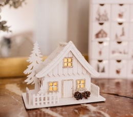 Izgaismota Ziemassvētku dekorācija "Baltā māja" (15x11 cm) 2