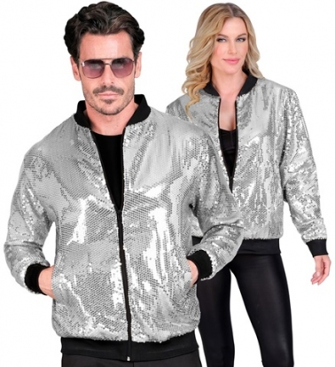 Izsmalcināts žakete ar pogām, sudrabaini spīdīgs (L/XL)