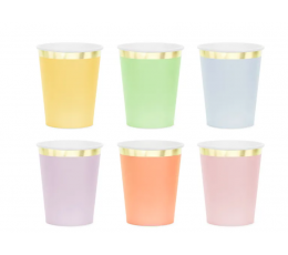 Krūzes, daudzkrāsainas ar zelta plankumiem (6 gab./200 ml)