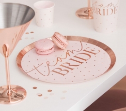 Papīra šķīvji-paliktņi "Team Bride" (8 gab/24 cm) 1