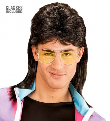 Parūka ar brillēm "80. gadu stilā"