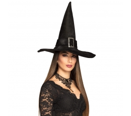 Raganas cepure, melna ar sprādzi