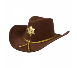Šerifa cepure, brūna ar zelta detaļām