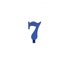 Svecīte "7", zila (9,5 cm)