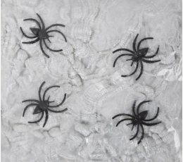 Zirnekļa tīkls ar zirnekļiem, balts (20 g.)
