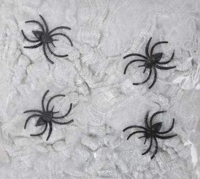 Zirnekļa tīkls ar zirnekļiem, balts (20 g.)