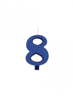 Svecīte "8", zila (9,5 cm)