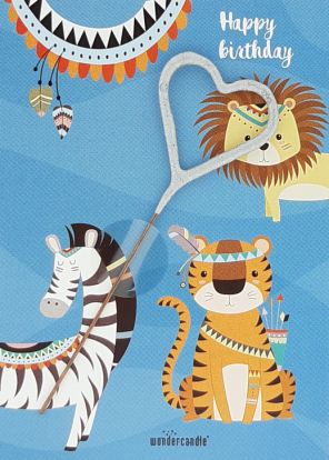 Бенгальский огонь с открыткой  "Wild animals"  (11х8 см)