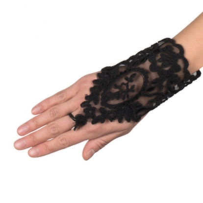 Черные, кружевные перчатки