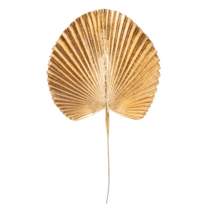 Декоративный пальмовый лист со стеблем, золотой (42 см)