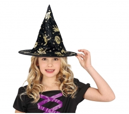Детская шапка ведьмы, черная с золотом