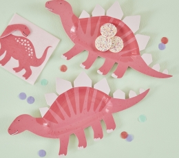 Фигурные тарелки "Розовые динозавры" (8 шт./30x16 см)  2