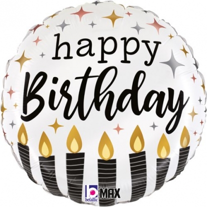 Фольгированный шар "Happy Birthday candles", круглый (46 cm)