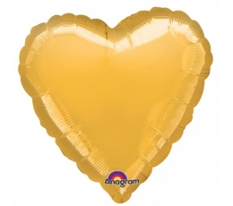 Фольгированный шар на палочке "Сердце", золото (23см)