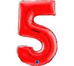 Фольгированный шар - цифра "5", красный (66 см) 