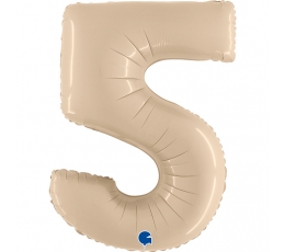 Фольгированный шар-цифра "5", кремового цвета (102 см)
