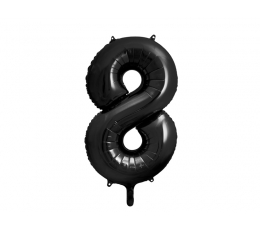 Фольгированный шарик "8", черный  (85см)