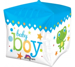 Фольгированный шарик-куб "Baby boy", голубой (38 см)
