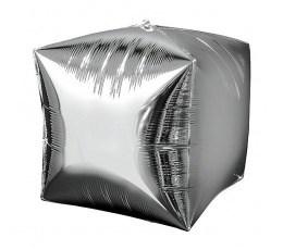 Фольгированный шарик куб, серебряный (38 см)