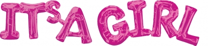 Фольгированный шарик - надпись  "Its'a girl", розовый (100 x 22 см)