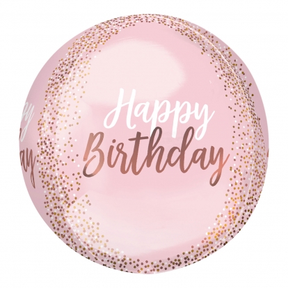 Фольгированный шарик орбз "Happy birthday"  (38 x 40 cm)