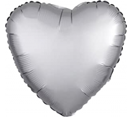Фольгированный шарик  "Серебряное сердце", матовый (43 см)