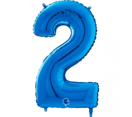 Фольгированный шарик-цифра "2", синий (66 см)