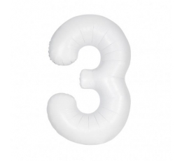 Фольгированный шарик - цифра "3", белый (86.3 см)