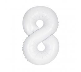 Фольгированный шарик - цифра "8", белый (86.3 см)