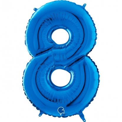 Фольгированный шарик-цифра "8", синий (66 см)