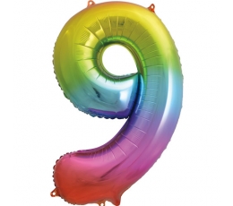 Фольгированный шарик-цифра "9", разноцветный (86 см).
