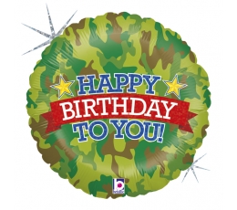 Фольгированный шарик "Военный день рождения", голографический (46 см)