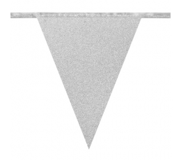 Гирлянда из флажков, серебряная глянцевая (6 м)