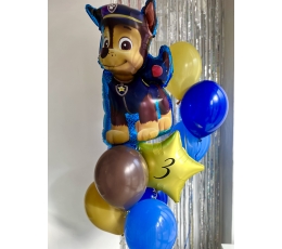 Композиция из воздушных шаров с цифрой  "щенячий патруль"