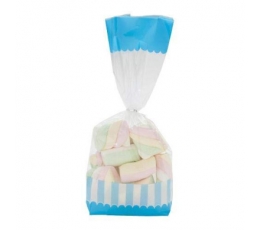 Мешочки для конфет бирюзовые в полоску (10 шт.)