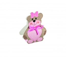 Мини коробочка/ декорация "Медвежонок с розовой ленточкой " 