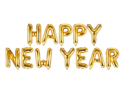 Набор воздушных шаров из фольги "Happy New Year", золото (370x35 см)