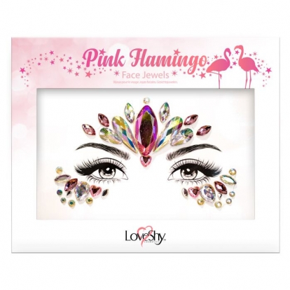 Наклейки-бриллианты на лицо "Pink flamingo" 