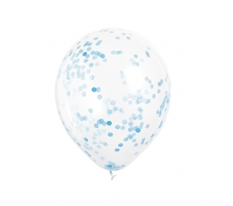Прозрачные шарики с синими конфетти  (6 шт/30 см)