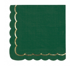 Салфетки, зеленые с золотой каёмкой (16 шт.)