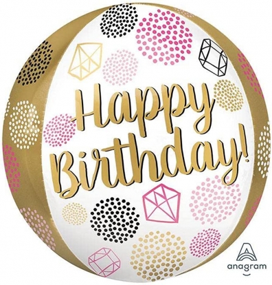 Шарик - orbz  "Happy Birthday diamonds" (38 см)