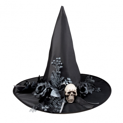 Шляпа ведьмы с цветами и черепом
