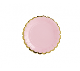 Тарелочки, светло розовые с золотой каемкой (6 шт/ 18 см)