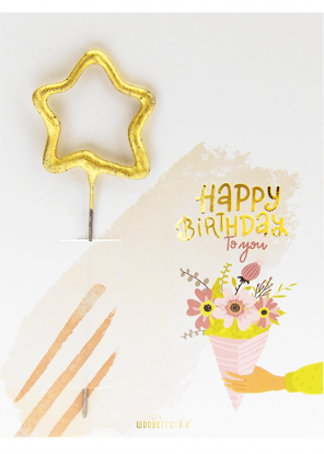 Бенгальский огонь с открыткой "Happy Birthday Bouquet" (11х8 см)