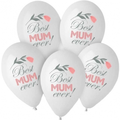 Воздушные шары "Best Mum ever" (5 шт./30 см)